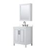 Custom image for White with Matte Black Trim / White Cultured Marble / Medicine Cabinet
