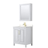 Custom image for White with Brushed Gold Trim / Carrara Cultured Marble / Medicine Cabinet
