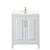 Custom image for White with Brushed Gold Trim / Carrara Cultured Marble / No Mirror