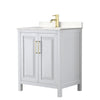 Custom image for White with Brushed Gold Trim / Carrara Cultured Marble / No Mirror