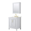 Custom image for White with Brushed Gold Trim / Carrara Cultured Marble / Medicine Cabinet