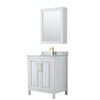 Custom image for White with Brushed Gold Trim / White Carrara Marble / Medicine Cabinet