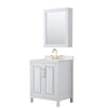 Custom image for White with Brushed Gold Trim / Giotto Quartz / Medicine Cabinet