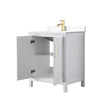 Custom image for White with Brushed Gold Trim / White Cultured Marble / No Mirror