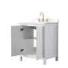 Custom image for White with Brushed Gold Trim / White Cultured Marble / No Mirror