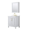 Custom image for White with Brushed Gold Trim / White Quartz / Medicine Cabinet