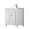 Custom image for White with Polished Chrome Trim / Carrara Cultured Marble / No Mirror
