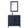 Custom image for Dark Blue with Matte Black Trim / Carrara Cultured Marble / Medicine Cabinet