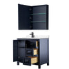 Custom image for Dark Blue with Matte Black Trim / Carrara Cultured Marble / Medicine Cabinet