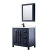 Custom image for Dark Blue with Matte Black Trim / Carrara Cultured Marble / Medicine Cabinet