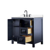 Custom image for Dark Blue with Matte Black Trim / Carrara Cultured Marble / No Mirror