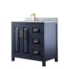 Custom image for Dark Blue with Brushed Gold Trim / White Carrara Marble / No Mirror