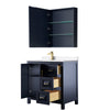 Custom image for Dark Blue with Brushed Gold Trim / White Cultured Marble / Medicine Cabinet