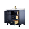 Custom image for Dark Blue with Brushed Gold Trim / White Cultured Marble / No Mirror
