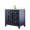 Custom image for Dark Blue with Brushed Gold Trim / White Cultured Marble / No Mirror