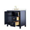 Custom image for Dark Blue with Brushed Gold Trim / White Cultured Marble / No Mirror