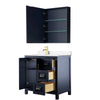 Custom image for Dark Blue with Brushed Gold Trim / White Quartz / Medicine Cabinet