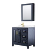 Custom image for Dark Blue with Brushed Gold Trim / White Quartz / Medicine Cabinet