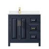Custom image for Dark Blue with Brushed Gold Trim / White Quartz / No Mirror