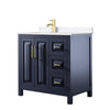 Custom image for Dark Blue with Brushed Gold Trim / White Quartz / No Mirror