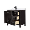 Custom image for Dark Espresso with Matte Black Trim / White Cultured Marble / No Mirror