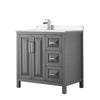 Custom image for Dark Gray with Polished Chrome Trim / White Cultured Marble / No Mirror