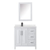 Custom image for White with Matte Black Trim / Carrara Cultured Marble / Medicine Cabinet
