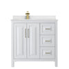 Custom image for White with Brushed Gold Trim / Carrara Cultured Marble / No Mirror
