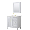 Custom image for White with Brushed Gold Trim / Carrara Cultured Marble / Medicine Cabinet
