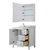 Custom image for White with Brushed Gold Trim / White Carrara Marble / Medicine Cabinet