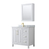 Custom image for White with Brushed Gold Trim / White Carrara Marble / Medicine Cabinet