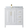 Custom image for White with Brushed Gold Trim / White Carrara Marble / No Mirror