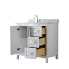 Custom image for White with Brushed Gold Trim / White Carrara Marble / No Mirror