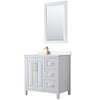 Custom image for White with Brushed Gold Trim / White Cultured Marble / 24