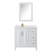 Custom image for White with Brushed Gold Trim / White Cultured Marble / Medicine Cabinet