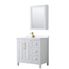Custom image for White with Brushed Gold Trim / White Cultured Marble / Medicine Cabinet