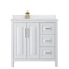 Custom image for White with Brushed Gold Trim / White Cultured Marble / No Mirror