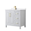 Custom image for White with Brushed Gold Trim / White Cultured Marble / No Mirror