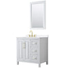 Custom image for White with Brushed Gold Trim / White Cultured Marble / 24