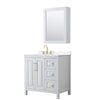 Custom image for White with Brushed Gold Trim / White Cultured Marble / Medicine Cabinet