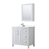 Custom image for White with Polished Chrome Trim / Carrara Cultured Marble / Medicine Cabinet