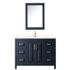 Custom image for Dark Blue with Brushed Gold Trim / Carrara Cultured Marble / Medicine Cabinet