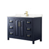 Custom image for Dark Blue with Brushed Gold Trim / Carrara Cultured Marble / No Mirror