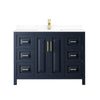 Custom image for Dark Blue with Brushed Gold Trim / White Cultured Marble / No Mirror
