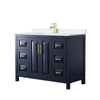 Custom image for Dark Blue with Brushed Gold Trim / White Quartz / No Mirror