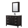 Custom image for Dark Espresso with Matte Black Trim / Carrara Cultured Marble / Medicine Cabinet