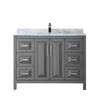 Custom image for Dark Gray with Polished Chrome Trim / White Carrara Marble / No Mirror