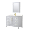 Custom image for White with Brushed Gold Trim / Carrara Cultured Marble / Medicine Cabinet