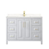 Custom image for White with Brushed Gold Trim / Carrara Cultured Marble / No Mirror