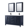 Custom image for Dark Blue with Matte Black Trim / White Cultured Marble / Medicine Cabinets